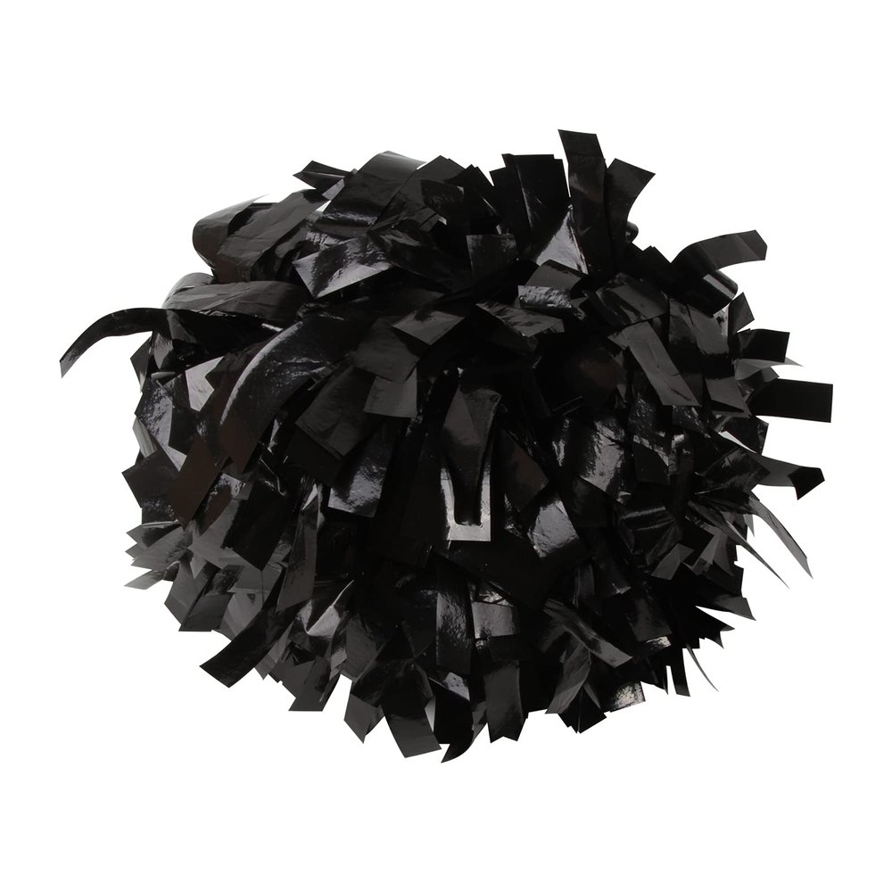 ICObuty Plastic Cheerleader Cheerleading Pom Poms 6 inch 1 Pair 2 Pieces (Wet Black)