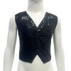 TAIKMD Kids Boys Shiny Sequins Vest Crop Top Dance Jazz Hip Hop Jacket Waistcoat Choir Stage Performance (US, Age, 8 Years, Black) view 2
