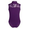 Hedmy Kids Girls Turtleneck Mesh/Lace Splice Gymnastic Ballet Dance Yoga Ballroom Athletic Leotard Dancewear Purple 5-6 Years view 1