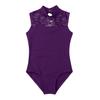 Hedmy Kids Girls Turtleneck Mesh/Lace Splice Gymnastic Ballet Dance Yoga Ballroom Athletic Leotard Dancewear Purple 5-6 Years view 3