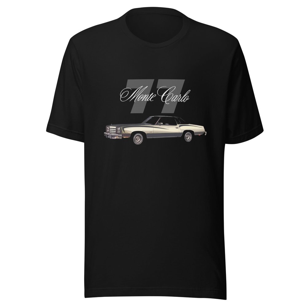 1977 Chevy Monte Carlo Classic Car Short-Sleeve Unisex T-Shirt Black