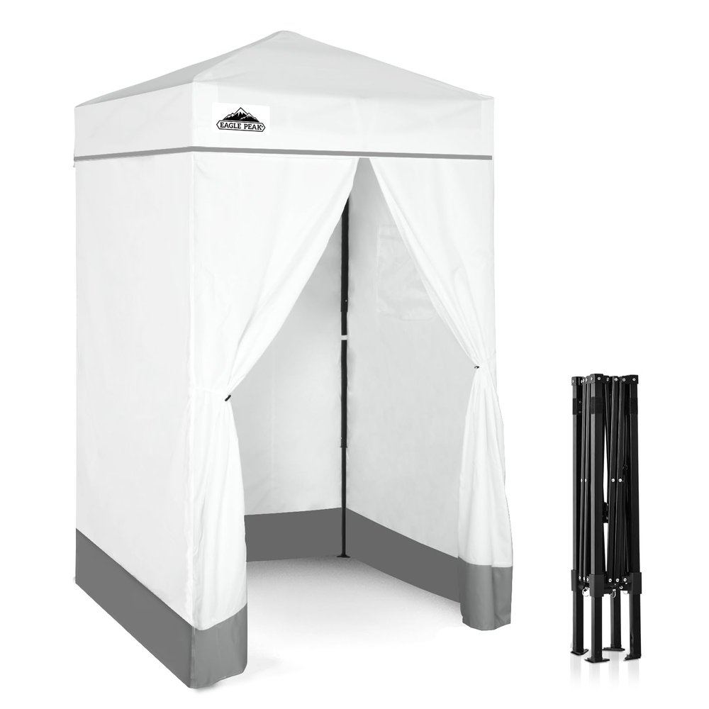 EAGLE PEAK Flex Ultra Compact 4x4 Pop-up Canopy, Sun Shelter, Changing Room, Portable Privacy Canopy Cabana for Pool, Fashion Photoshoots, or Camping, White