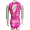 TAIKMD Women's Sheer Fishnet Thong Leotard Bodysuit Tank Tops Nightwear Jumpsuit Halter Neck Teddy Babydoll Mini Dress (Rose) view 3