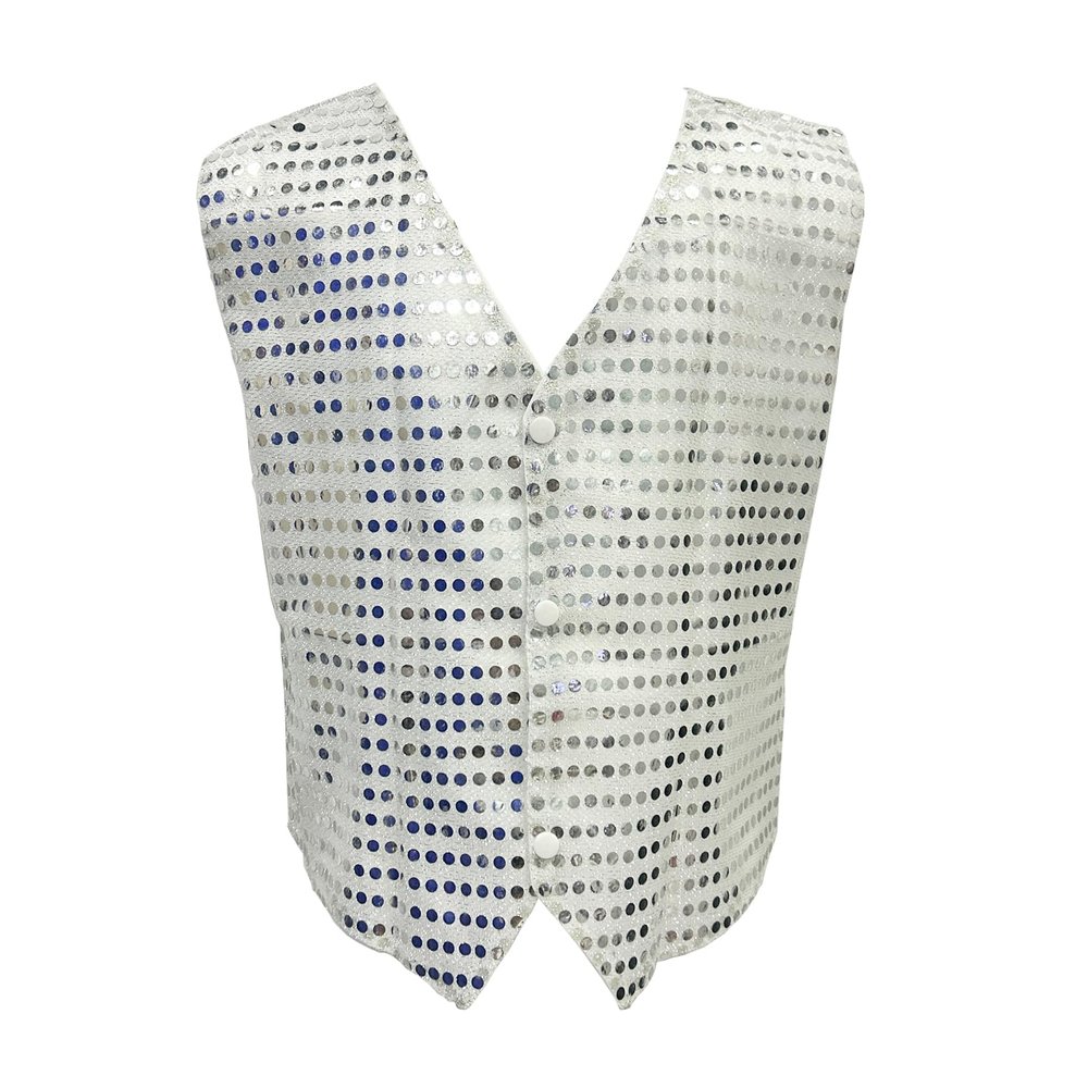 TAIKMD Kids Boys Shiny Sequins Vest Crop Top Dance Jazz Hip Hop Jacket Waistcoat Choir Stage Performance (US, Age, 12 Years, Silver)