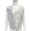 TAIKMD Kids Boys Shiny Sequins Vest Crop Top Dance Jazz Hip Hop Jacket Waistcoat Choir Stage Performance (US, Age, 12 Years, Silver) view 2
