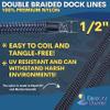 1/2" x 25' - Dark Navy (2 Pack) Durable Double Braided Nylon Dock Line - for Boats up to 35' - Long Lasting Mooring Rope - Strong Nylon Dock Ropes for Boats - Marine Grade Sailboat Docking Rope view 2