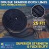 1/2" x 25' - Dark Navy (2 Pack) Durable Double Braided Nylon Dock Line - for Boats up to 35' - Long Lasting Mooring Rope - Strong Nylon Dock Ropes for Boats - Marine Grade Sailboat Docking Rope view 3