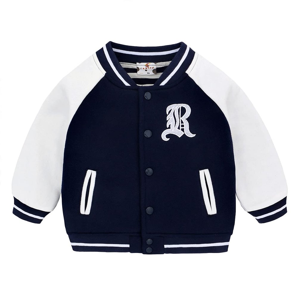 famuka Little Kid Baseball Jacket Warm Cotton Outerwear Toddler Boy Girl Coats (Navy, 2-3T)