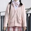 Blostirno Women's Cardigan Sweater V Neck Button Down Knit JK School Uniform Cardigans Girls Long Sleeve Coat with Pockets(Cherry Blossom Pink L) view 2