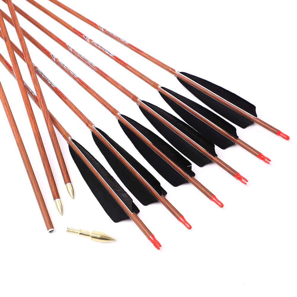 24pc ID 6.2mm .244" Custom Length 22-32 Inch Carbon Arrows Spine 400 450 500 600 700 Target Practice & Hunting Arrow Rotatable Nock for Recurve Bow Compound Bow Adult Youth Shooting
