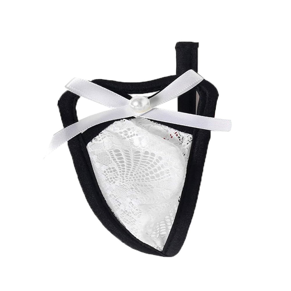 ACSUSS Sexy Womens Flower Lace C String Thongs Transparent Invisible Floral Lingerie Underwear 2# White One Size