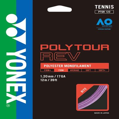 YONEX PTGR120 Tennis String, PolyTour Reb, 120 Strings, High Rotation Spin, Purple (039)