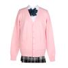 Blostirno Women's Cardigan Sweater V Neck Button Down Knit JK School Uniform Cardigans Girls Long Sleeve Coat with Pockets(Light Pink M) view 1