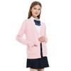 Blostirno Women's Cardigan Sweater V Neck Button Down Knit JK School Uniform Cardigans Girls Long Sleeve Coat with Pockets(Light Pink M) view 2
