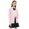 Blostirno Women's Cardigan Sweater V Neck Button Down Knit JK School Uniform Cardigans Girls Long Sleeve Coat with Pockets(Light Pink M) view 4