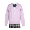 Blostirno Women's Cardigan Sweater V Neck Button Down Knit JK School Uniform Cardigans Girls Long Sleeve Coat with Pockets(Light Purple XL) view 1