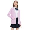 Blostirno Women's Cardigan Sweater V Neck Button Down Knit JK School Uniform Cardigans Girls Long Sleeve Coat with Pockets(Light Purple XL) view 2