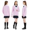 Blostirno Women's Cardigan Sweater V Neck Button Down Knit JK School Uniform Cardigans Girls Long Sleeve Coat with Pockets(Light Purple XL) view 3