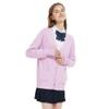 Blostirno Women's Cardigan Sweater V Neck Button Down Knit JK School Uniform Cardigans Girls Long Sleeve Coat with Pockets(Light Purple XL) view 4