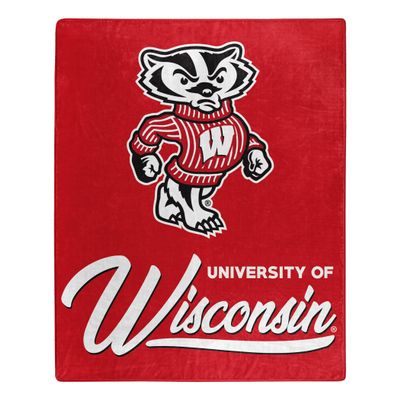 Northwest NCAA Wisconsin Badgers Unisex-Adult Raschel Throw Blanket, 50" x 60", Signature