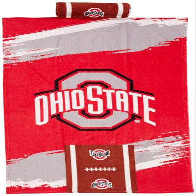 Northwest NCAA Ohio State Buckeyes Unisex-Adult Comfort Towel with Foam Pillow, 32" x 64", Cycle