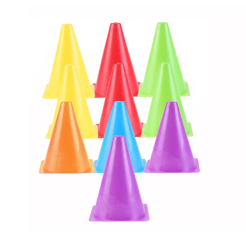 Agility Training Cone 10 Pieces of Football Training Sports Cones, 18cm/7" Children Outdoor Indoor Obstacle Agility Cone (Size : 10pcs)