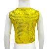 TAIKMD Kids Boys Shiny Sequins Vest Crop Top Dance Jazz Hip Hop Jacket Waistcoat Choir Stage Performance (US, Age, 8 Years, Gold) view 3