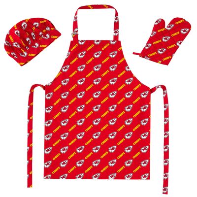 Northwest NFL Kansas City Chiefs 3-Piece Apron, Oven Mitt and Chef Hat Set, One Size, Team Colors