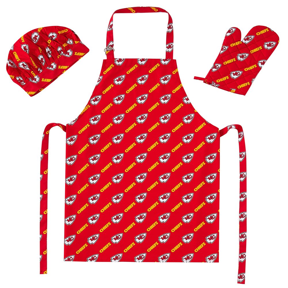 Northwest NFL Kansas City Chiefs 3-Piece Apron, Oven Mitt and Chef Hat Set, One Size, Team Colors