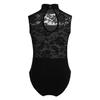 Hedmy Kids Girls Turtleneck Mesh/Lace Splice Gymnastic Ballet Dance Yoga Ballroom Athletic Leotard Dancewear Black 5-6 Years view 2