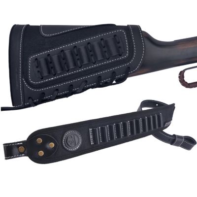 1 Set of Gun Buttstock Cheek Rest Pad with Sling (Black)