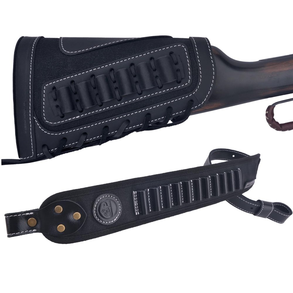 1 Set of Gun Buttstock Cheek Rest Pad with Sling (Black)