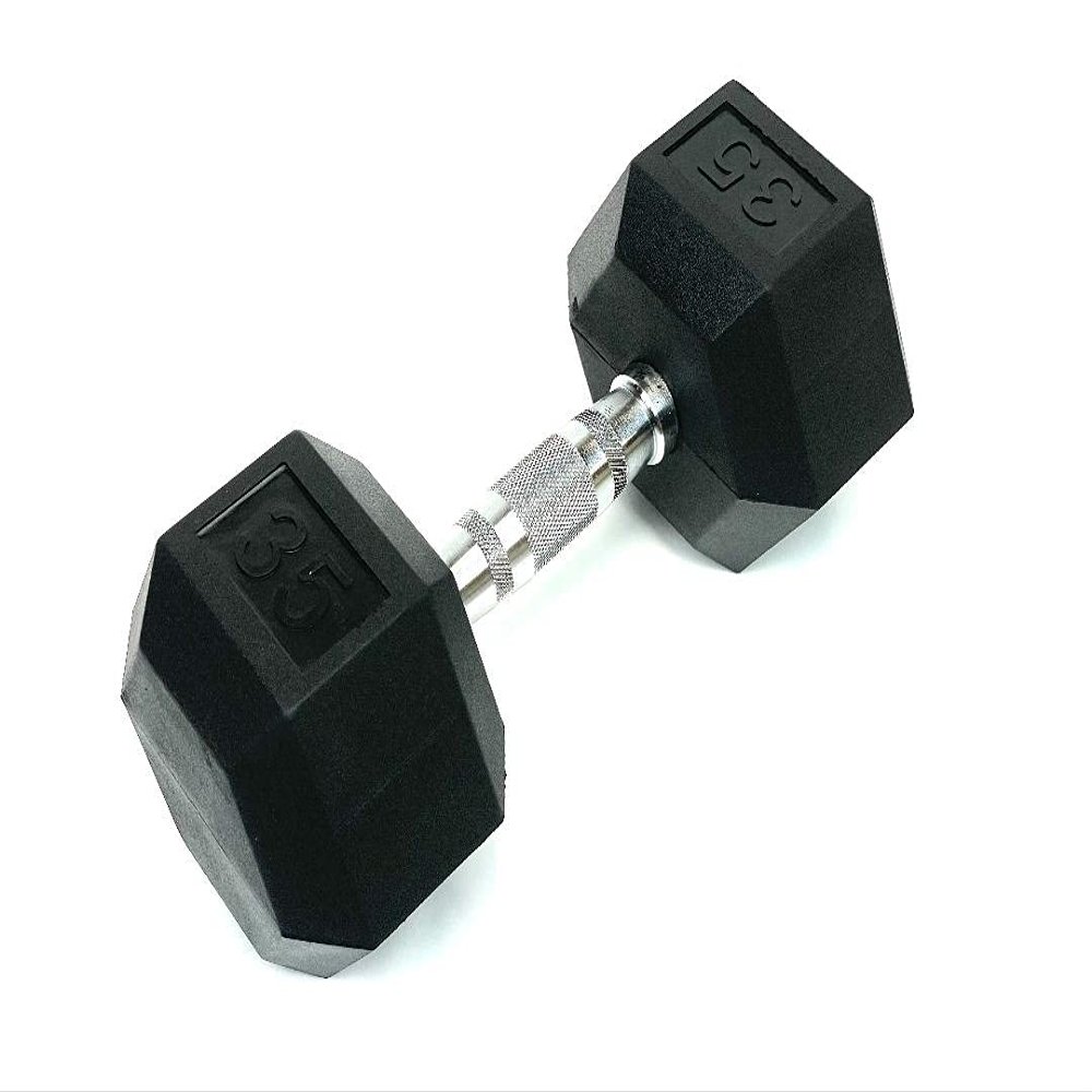 Rainforest Basics Rubber Encased Hex Dumbbell Hand Weight (35-Pound, Single)