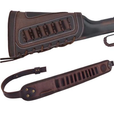 1 Set of Gun Buttstock Cheek Rest Pad with Sling (Coffee)