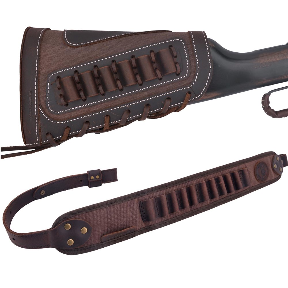 1 Set of Gun Buttstock Cheek Rest Pad with Sling (Coffee)