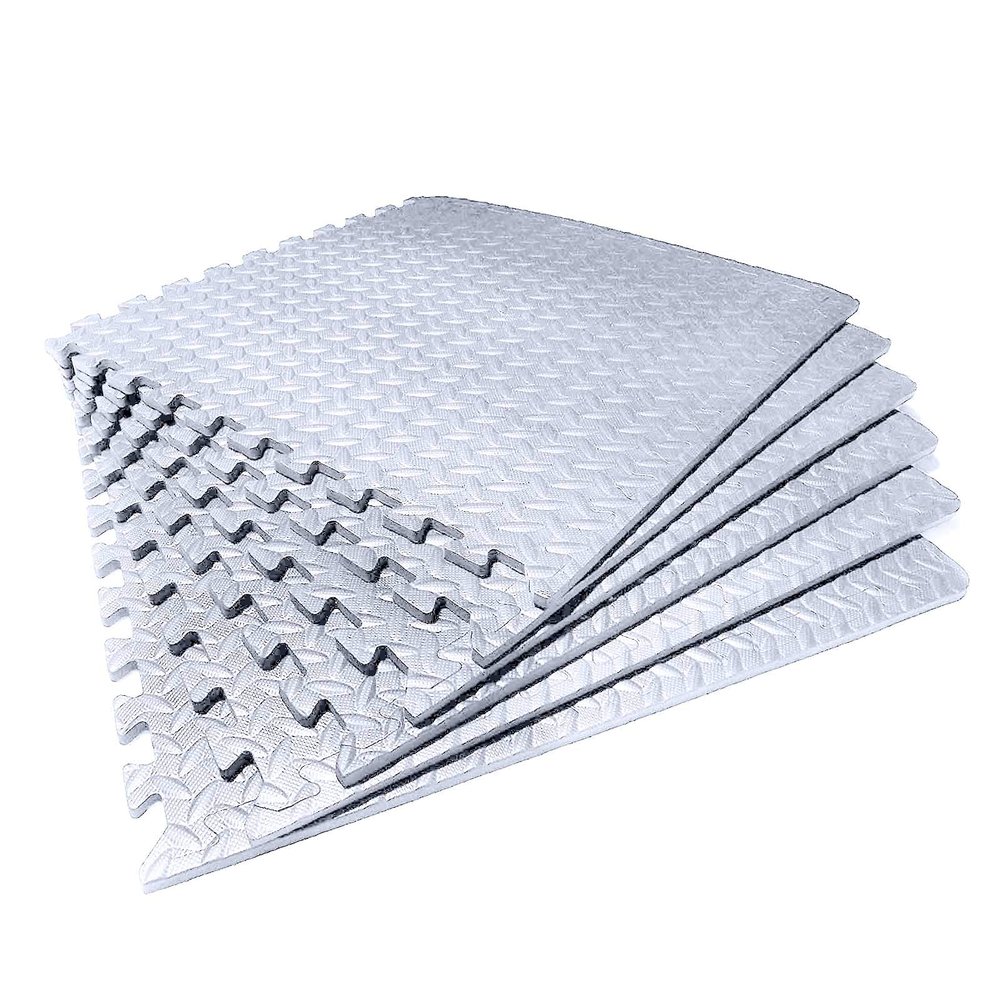 XQKXHZ 60 x 60 x 2.5cm Interlocking Extra Thick Soft EVA Foam Mat Non Slip Rubber Cushion Home Puzzles Exercise Jigsaw Floor Fitness Gym Yoga Protective Tiles Crawling Baby Mat White,12pcs