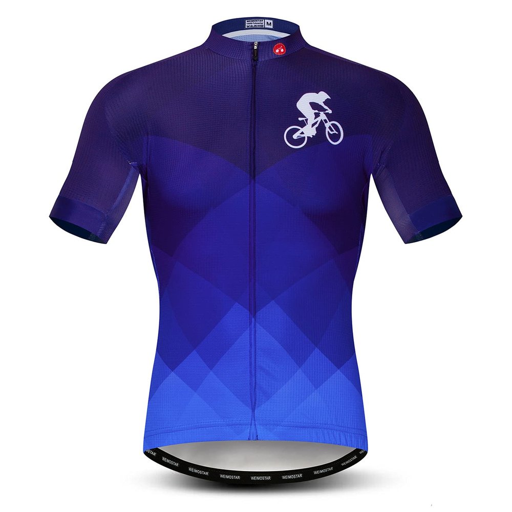 Cycling Jersey Mens Bike top MTB Shirt Zip Mountain Road Clothing Pockets Bicycle Riding Summer Pro Team Sports Racing Cycle Blouse Short Sleeve Uniform Purple L