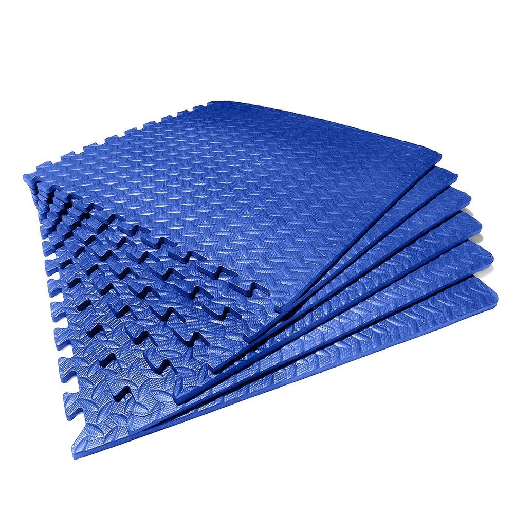 XQKXHZ Foam Exercise Mats, Gym Flooring Mat, Interlocking Puzzle EVA Floor Tiles, Non Slip Rubber Cushion for Home Workout Fitness Gym Yoga-24"x24"(60cmx60cm), Blue,12pcs