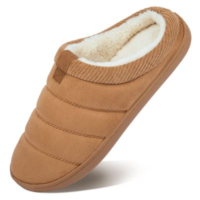 YESMOLA House Slippers for Men Memory Foam Indoor Slippers With Fuzzy Lining Bedroom Slip on Shoes Size 13-14 Brown