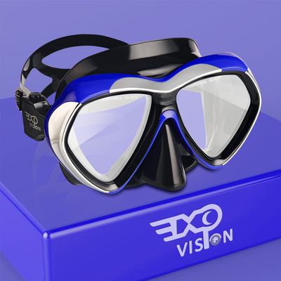 Adult Scuba Diving Mask, Anti-Fog Snorkel Goggles Tempered Glass Swim Mask Goggles with Nose Cover Professional Snorkeling Gear for Diving Snorkeling (Blue)