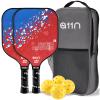 A11N HyperFeather R Pickleball Paddles Set of 2 for Beginners with 4 Outdoor Balls and 1 Backpack, Blue/Red view 1