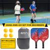 A11N HyperFeather R Pickleball Paddles Set of 2 for Beginners with 4 Outdoor Balls and 1 Backpack, Blue/Red view 2