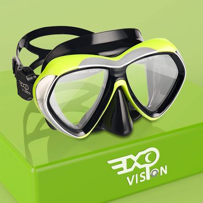 Adult Scuba Diving Mask, Anti-Fog Snorkel Goggles Tempered Glass Swim Mask Goggles with Nose Cover Professional Snorkeling Gear for Diving Snorkeling (Yellow)