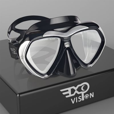 Adult Scuba Diving Mask, Anti-Fog Snorkel Goggles Tempered Glass Swim Mask Goggles with Nose Cover Professional Snorkeling Gear for Diving Snorkeling (Black)