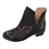 Bcshiye Women's Ankle Booties Retro Pointed Toe V Cut Chunky Mid Heels Dress Boots Embroidered Western Short Boots view 2
