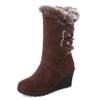 Bcshiye Winter Boots for Women,Faux Fur Lined Mid Calf Snow Boots Wedge Platform Hidden Heel Outdoor Slip On Booties view 1
