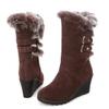 Bcshiye Winter Boots for Women,Faux Fur Lined Mid Calf Snow Boots Wedge Platform Hidden Heel Outdoor Slip On Booties view 2