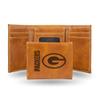 NFL Green Bay Packers Men's Trifold Brown Wallet- Premium Laser-Engraved NFL Team Logo on Vegan/Faux Leather- Minimalist Design Includes ID Window and Credit Card Holder- Ideal Men's Gift view 1