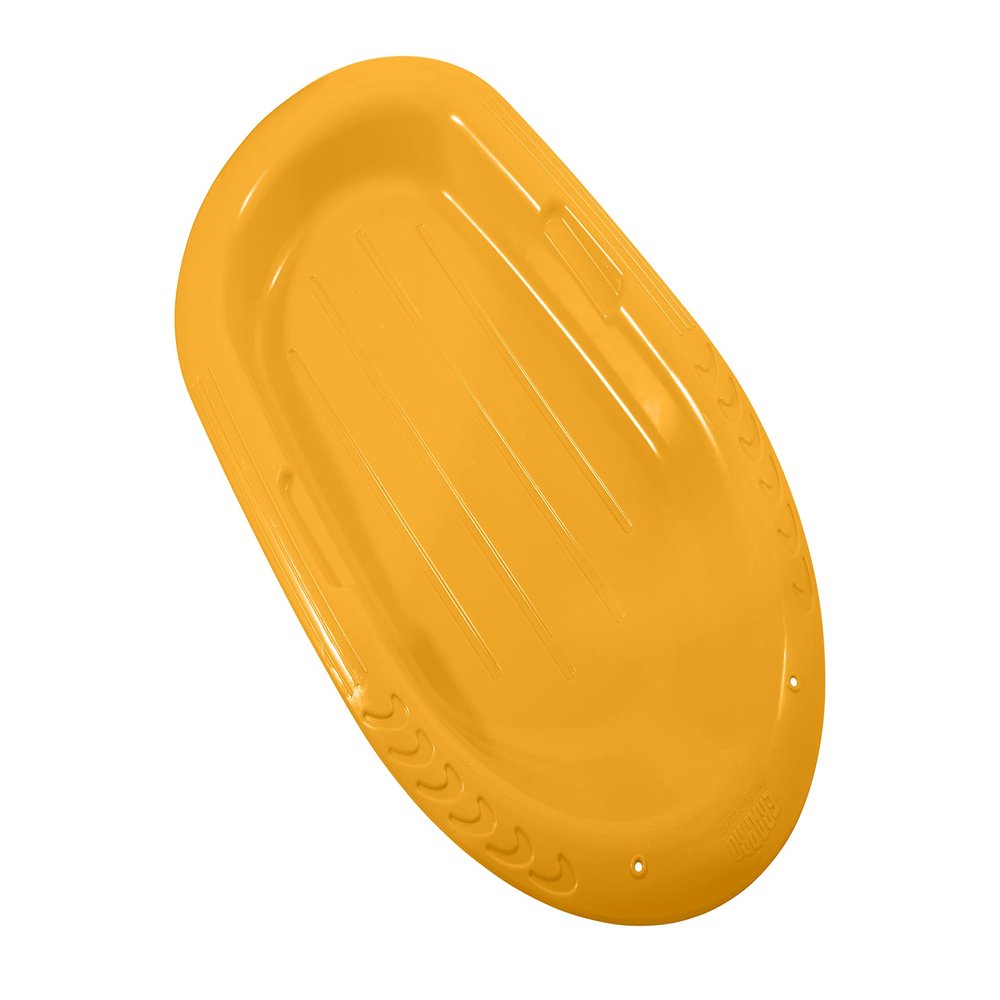 Superio Toboggan Snow Sled for Kids and Adults, 36" Heavy Duty Plastic Slider with Handles and Hole for Pull Ropes- Kid and Adult Winter Fun (Yellow-36)