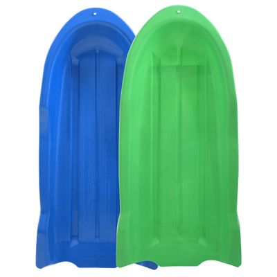 Superio Toboggan Snow Sled- 46 Plastic Open Back Sled for Kids and Adults- Heavy Duty Sled with Hole for Pull Ropes (Ropes Excluded) for Downhill Sledding, Winter Outdoor Sports, (Blue-Green)